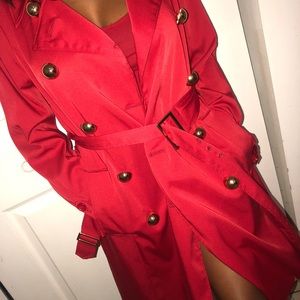 Red fall/winter trench coat
